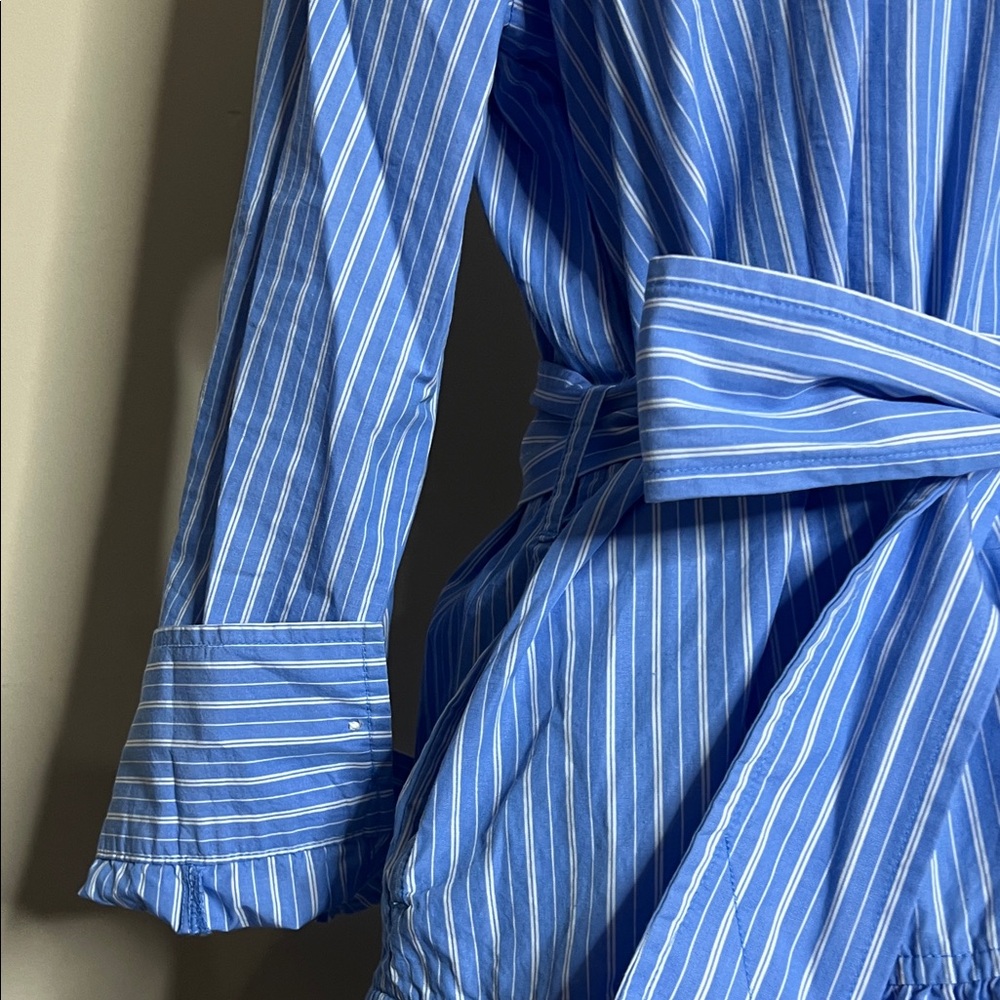 👔🐬🏳️NWT Elegant Blue Striped Shirt Mini Bubble Dress - Picture 9 of 17